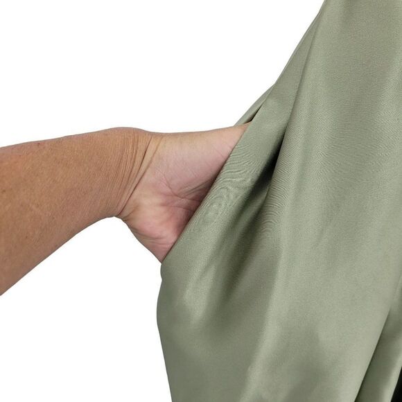 Vintage 80's Maiden Dress Gown 16 Sage Green Satin Corset Back Full Fairycore - Picture 5 of 13